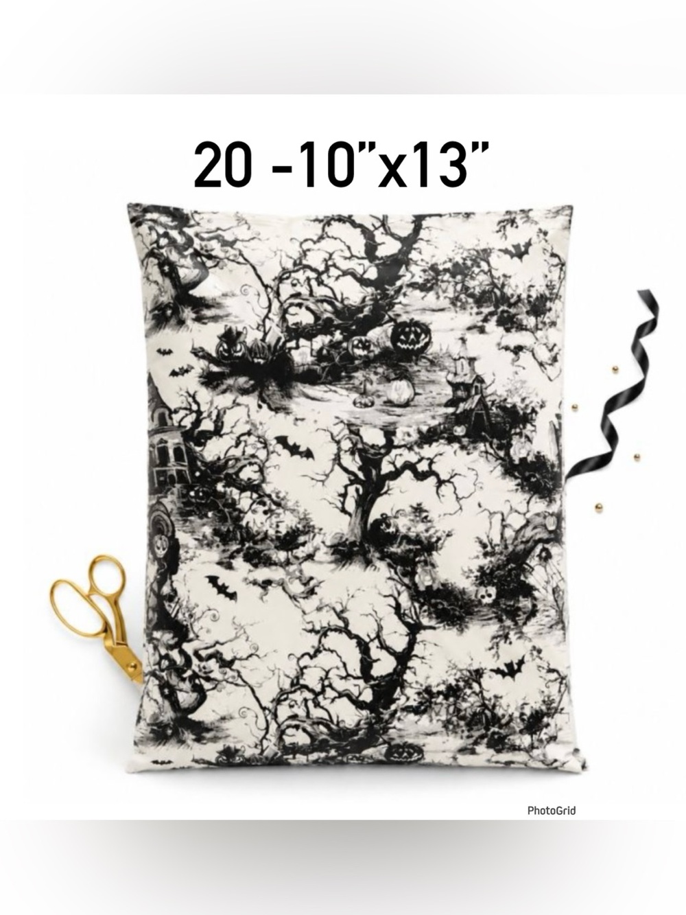 4/$20 -20 Spooky Toile poly mailers 10”x13”
